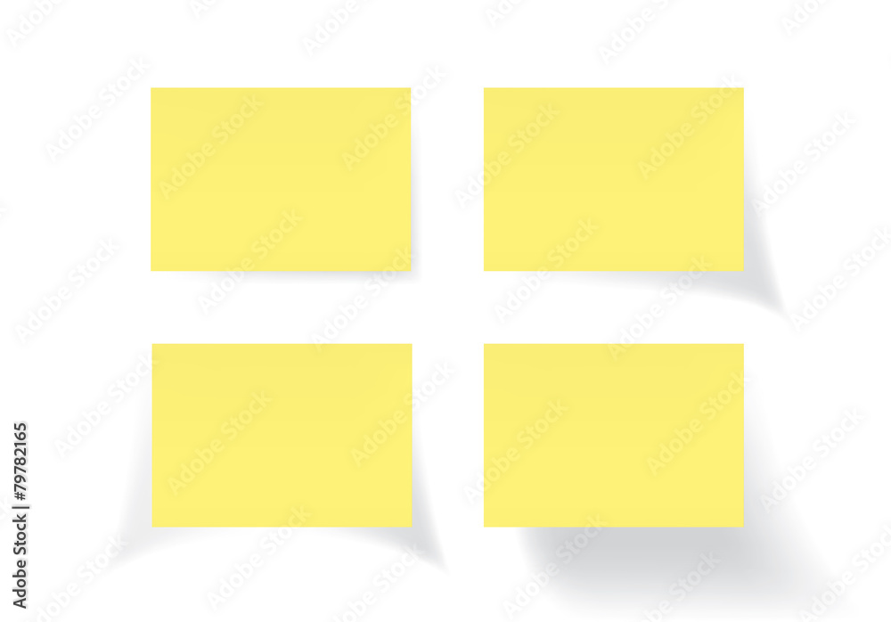 Set of Yellow stick note isolated on white background, vector