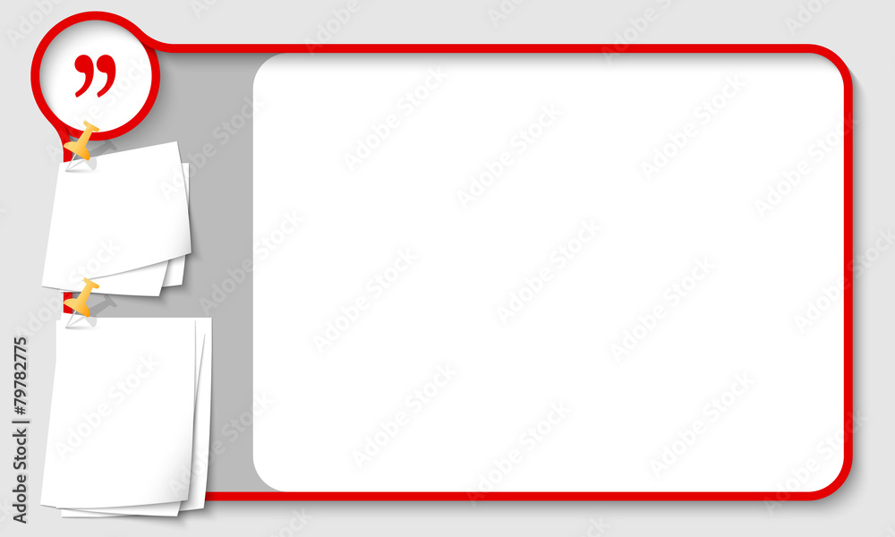 Red abstract frame for your text with quotation mark and  papers