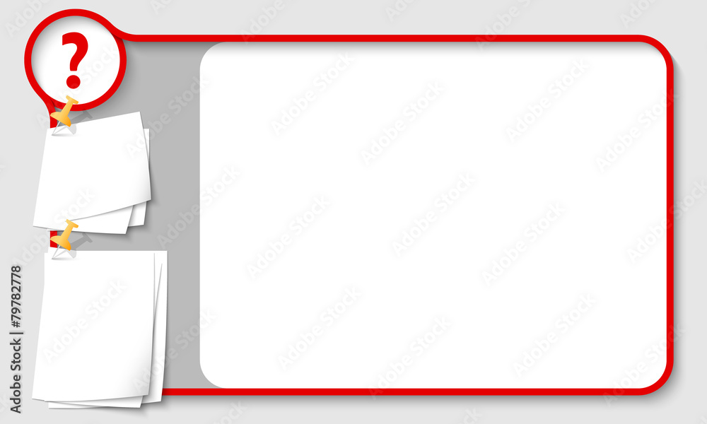 Red abstract frame for your text with question mark and papers Red abstract frame for your text with question mark and papers