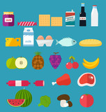 Vegetables and Fruits Icons, Set of Food