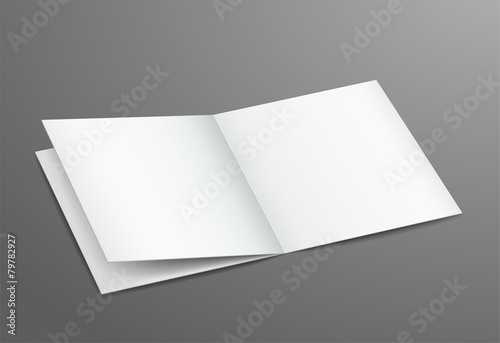 Blank White Open Brochure Magazine, Isolated on Dark Background
