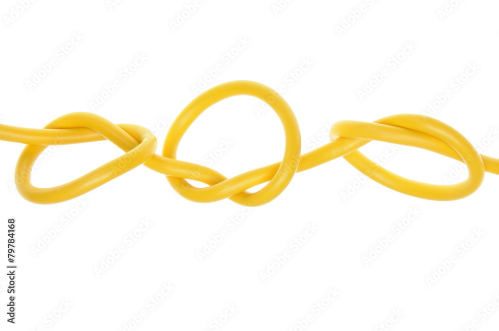 Electric colored wires with knot used in electrical network Electric colored wires with knot used in electrical network