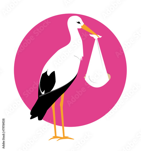 storch mit baby illustration