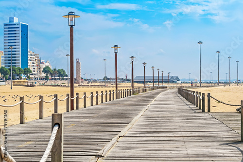 Wooden footbridge over sands of Figueira da Foz photo