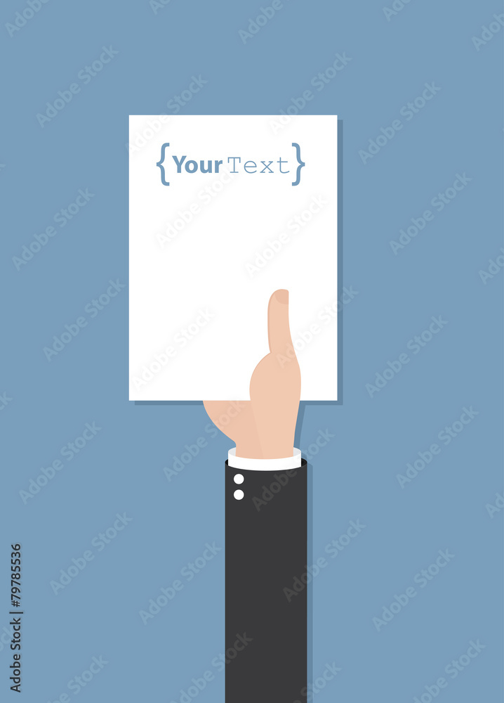 Businessman hand with a message