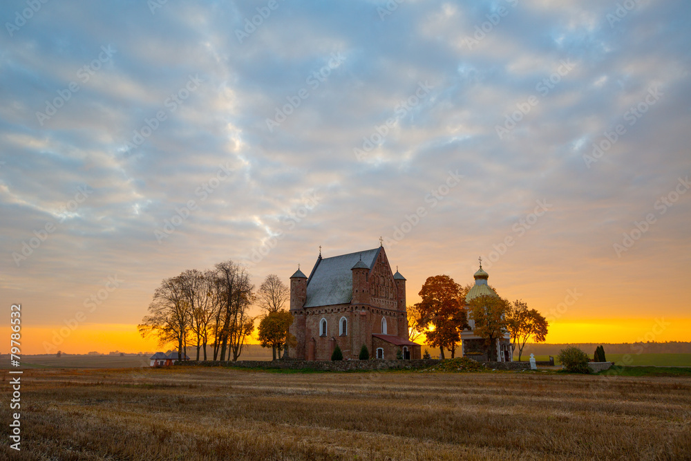 Fototapeta premium Medieval church in Synkavichy, Belarus