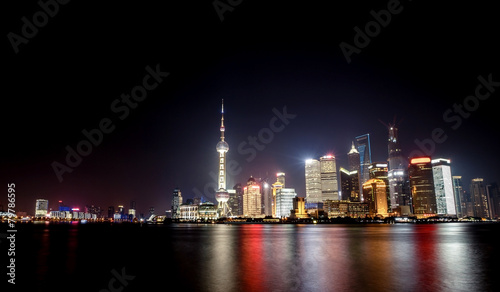Shanghai city with bright lights