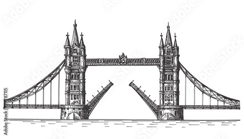London, England, the bridge on white background