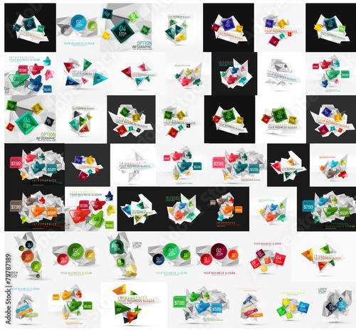 Paper graphic banners set, mega collection