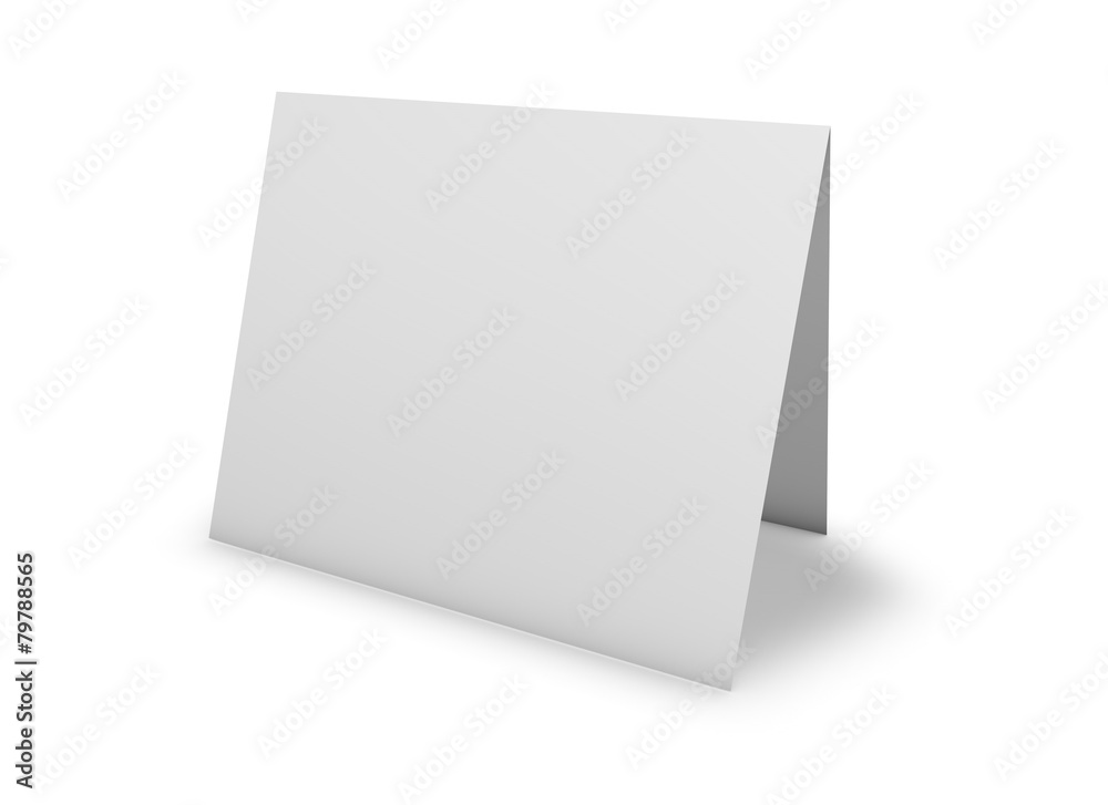Blank greeting card standing on floor, isolated on white. Blank greeting card standing on floor, isolated on white.