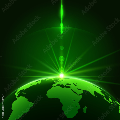 Rising Sun over the Earth Planet with Space Background for your