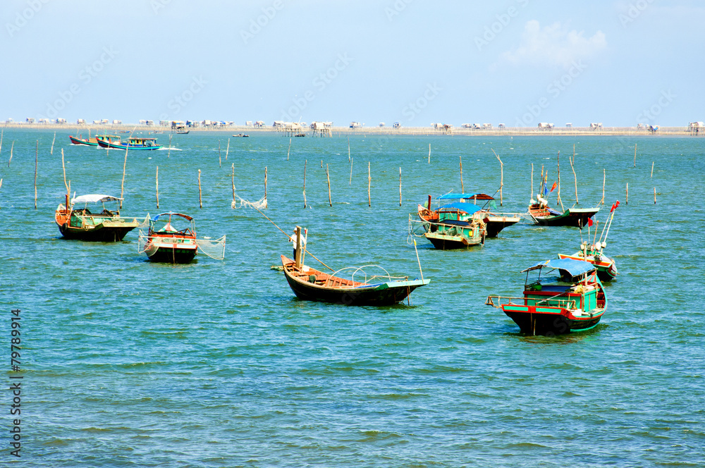 Boats in fishing village, 