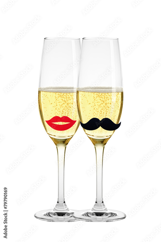 Two glasses of champagne isolated on white background Two glasses of champagne isolated on white background