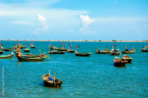 Boats in fishing village, 