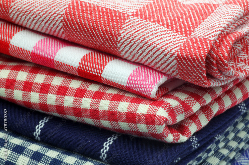 red and blue checkered kitchen towels