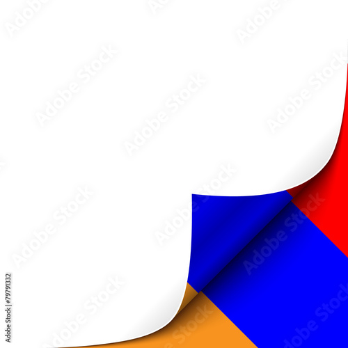 Curled up Paper Corner on Armenian Flag Background.Vector