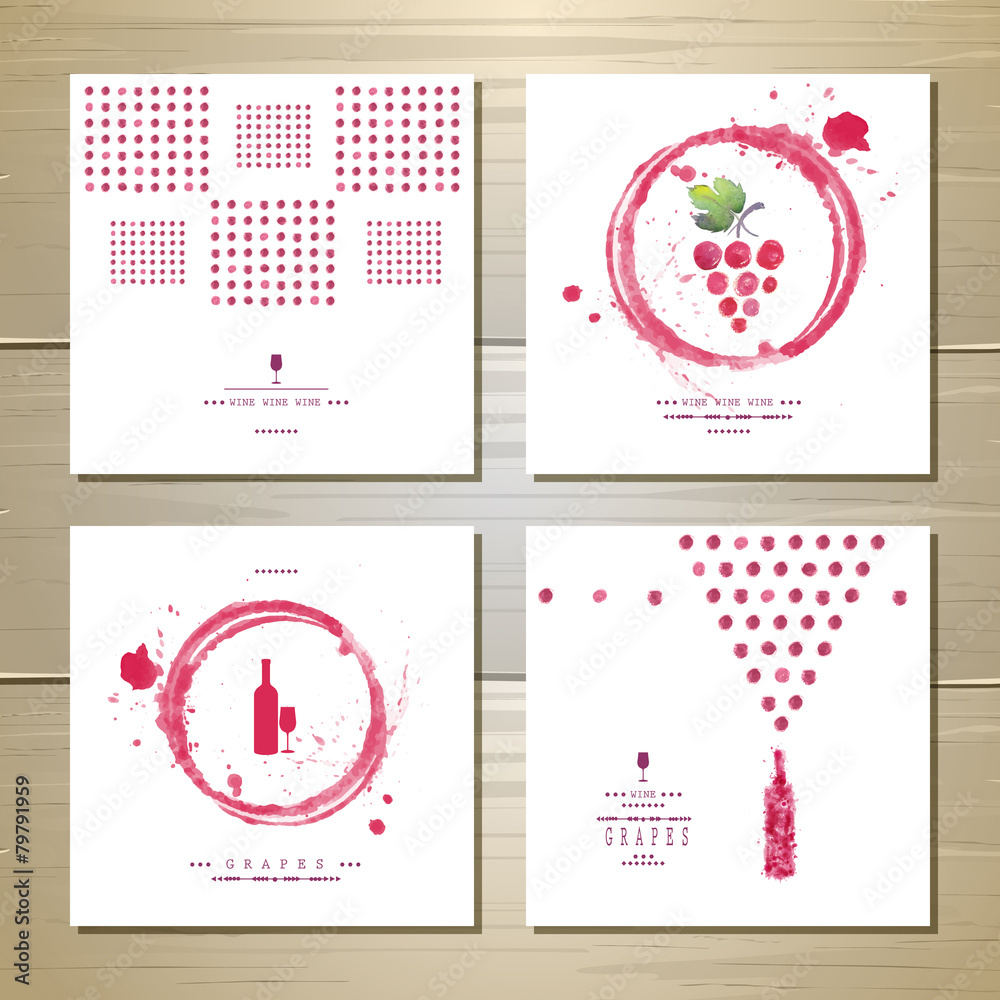 Art wine cards and labels design