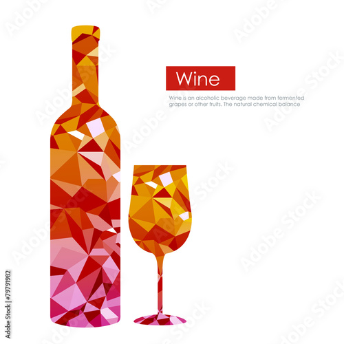 Triangle wine bottle and glass
