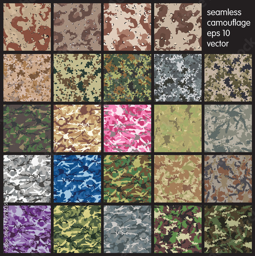 Seamless set of camouflage pattern vector