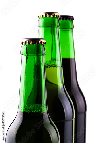 beer in glass bottles close-up