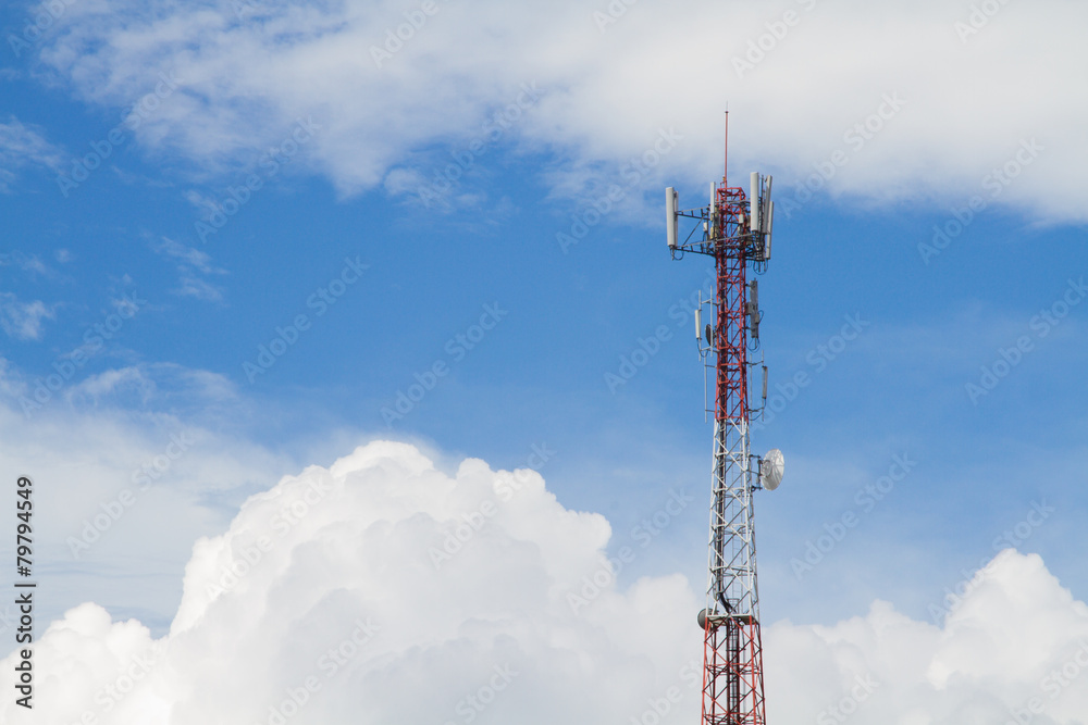 Telecom tower in blue sky