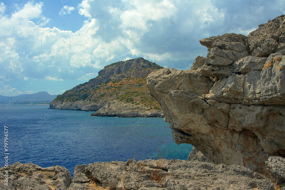 rocky cliff at the edge of the Mediterranean Sea