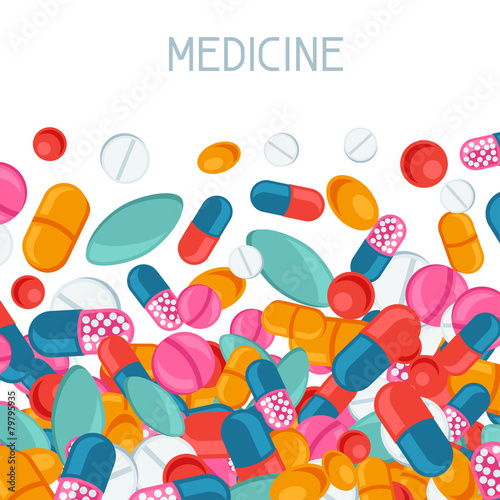 Medical background design with pills and capsules