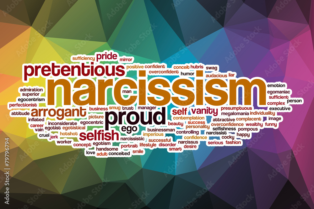 Εκτύπωση καμβά Narcissism word cloud with abstract background