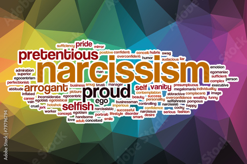 Narcissism word cloud with abstract background photo
