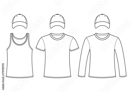 Singlet, T-shirt, Long-sleeved T-shirt and Cap template