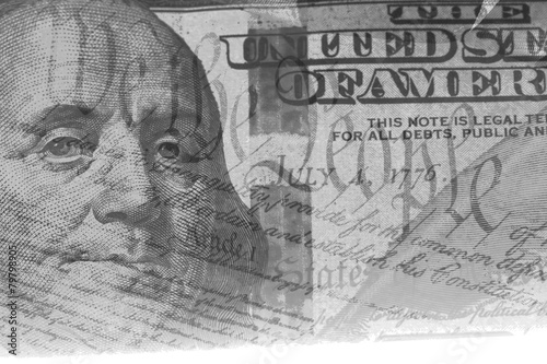 Double exposure US constitution We the People and hundred dollar