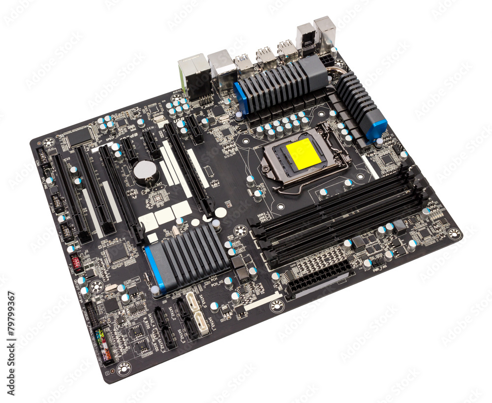 Electronic collection - Computer motherboard without CPU cooler Stock Photo  | Adobe Stock