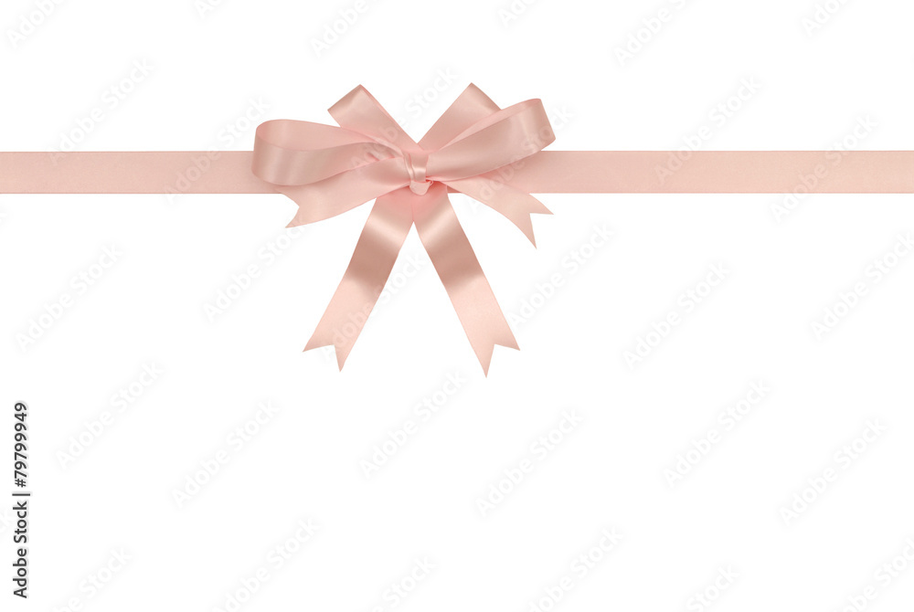 Soft pink birthday gift ribbon and bow present border straight horizontal banner isolated on white background photo Soft pink birthday gift ribbon and bow present border straight horizontal banner isolated on white background photo