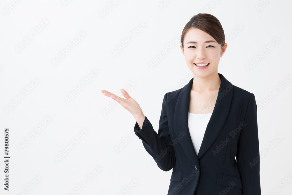 asian businesswoman showing isolated on white background asian businesswoman showing isolated on white background