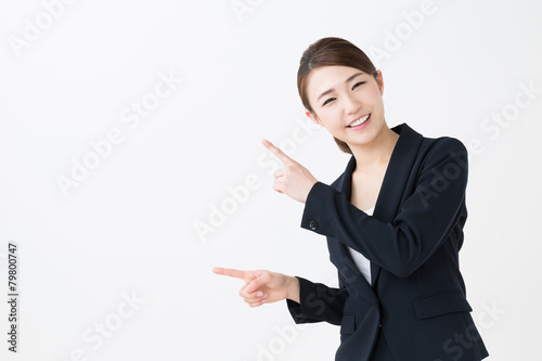asian businesswoman showing isolated on white background