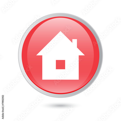 home icon on red glossy button