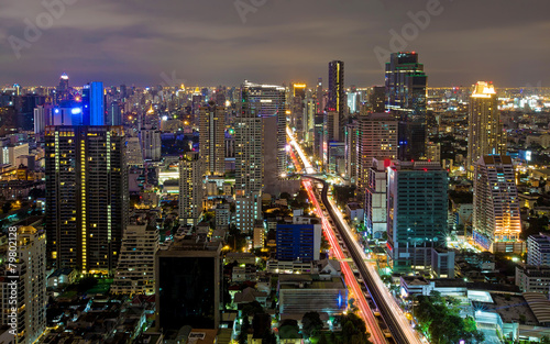 Bangkok Road night bird eyes view