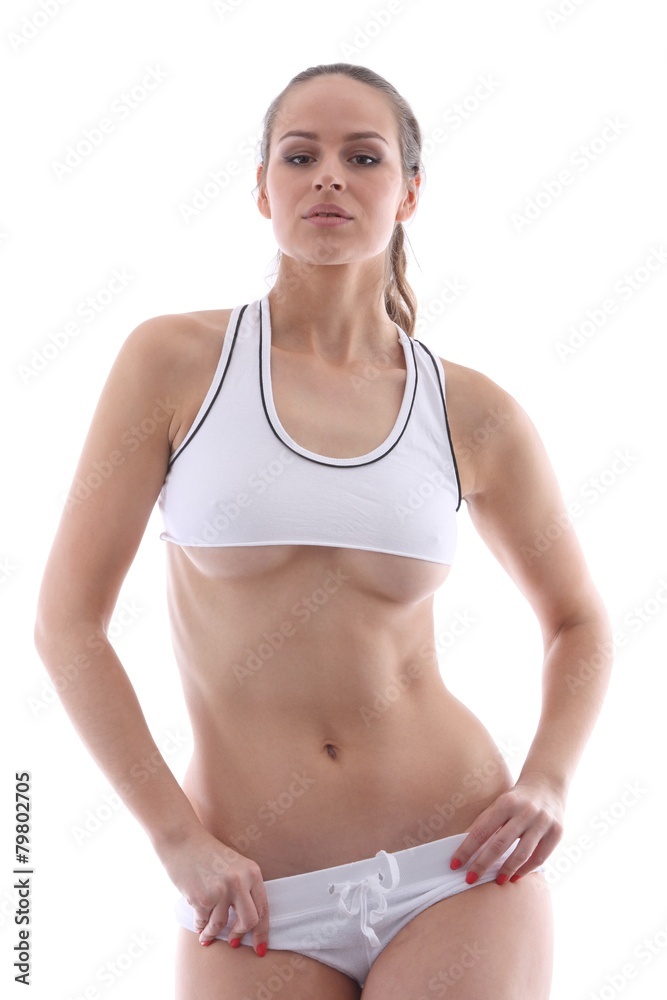 partly nude woman (white background) partly nude woman (white background)