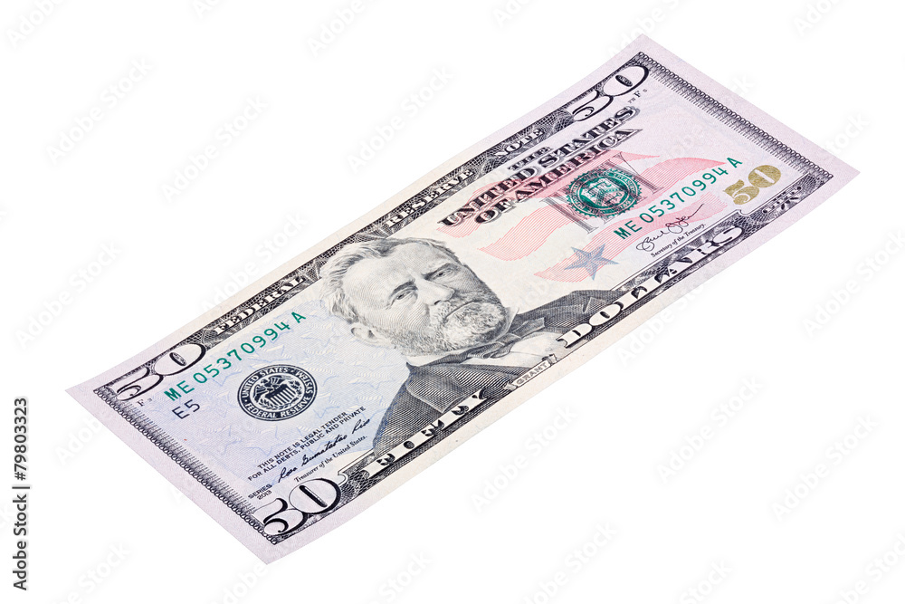 Stacked end isolated of the fifty dollars bill. Stacked end isolated of the fifty dollars bill.