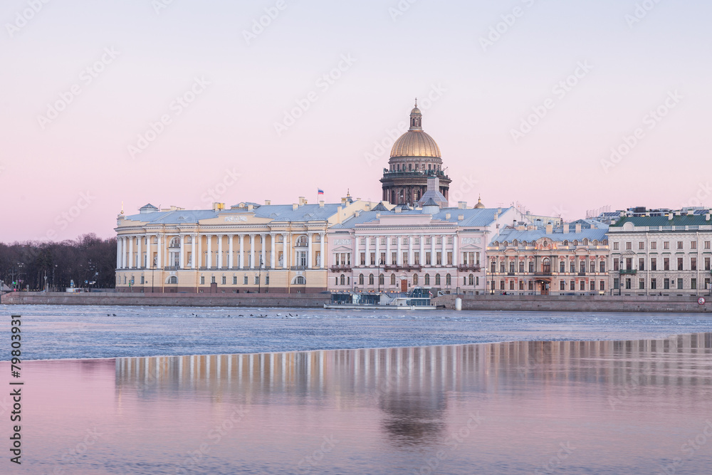 English Embankment and Saint Isaac's Cathedral, St. Petersburg