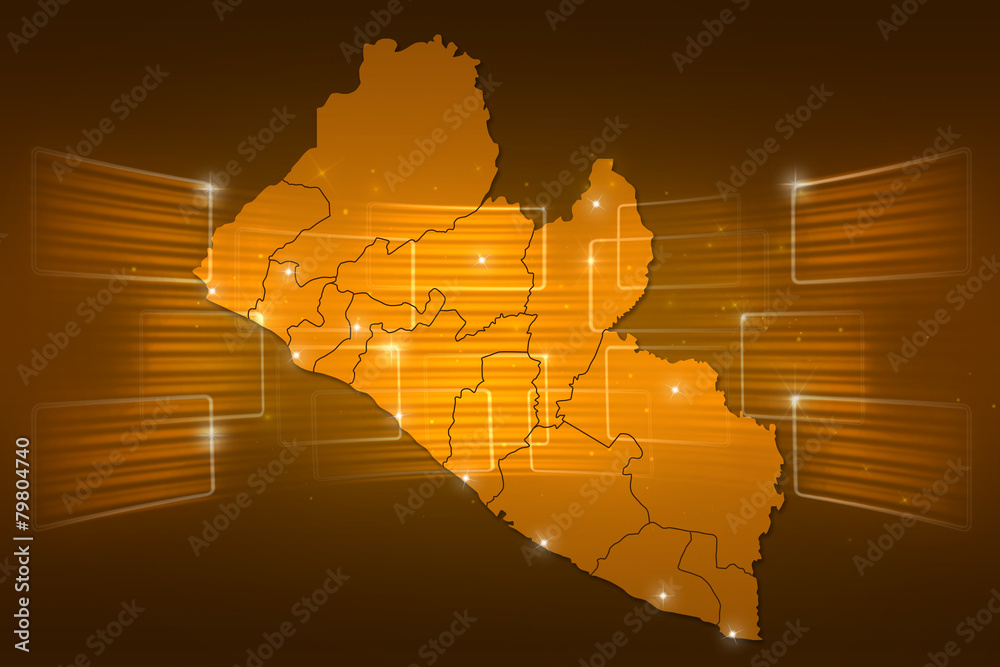Obraz premium Liberia Map World map News Communication yellow orange