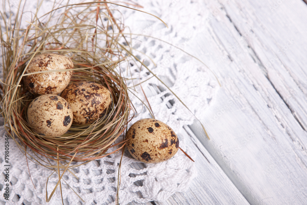 Obraz premium Easter eggs wooden background