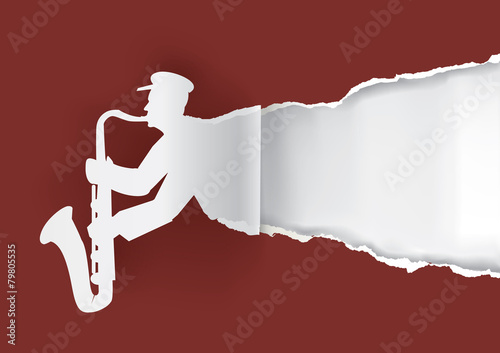 Jazzman paper silhouette ripping paper