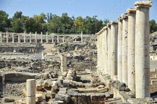 Stone columns in the Bet She'an National Park, Israel