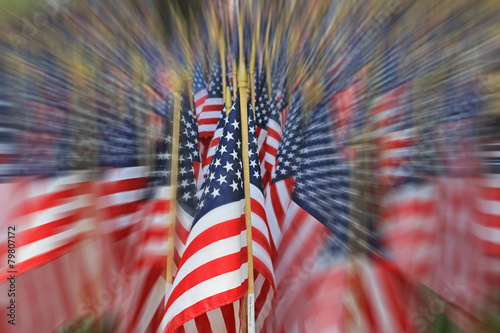 American Flag Decorations on Memorial Day Holiday