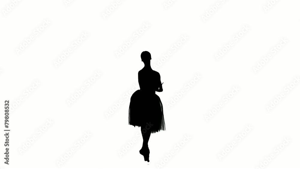 Pretty ballerina making dance trick, entrechat, on white Pretty ballerina making dance trick, entrechat, on white