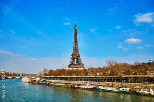 View of the Eiffel tower across the Seine