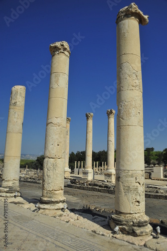 Stone columns at Bet She'an National Park, Israel