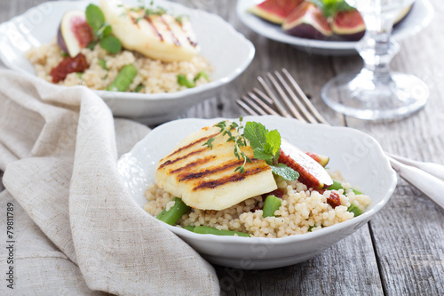Couscous salad with green beans and cheese photo