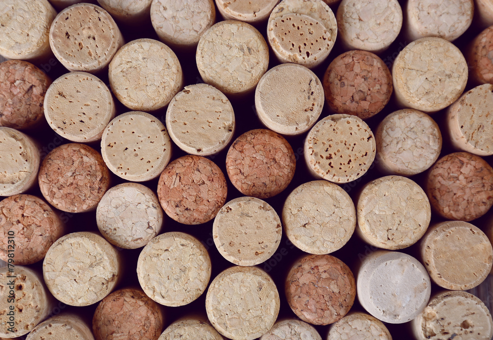 Heap of wine corks, macro view